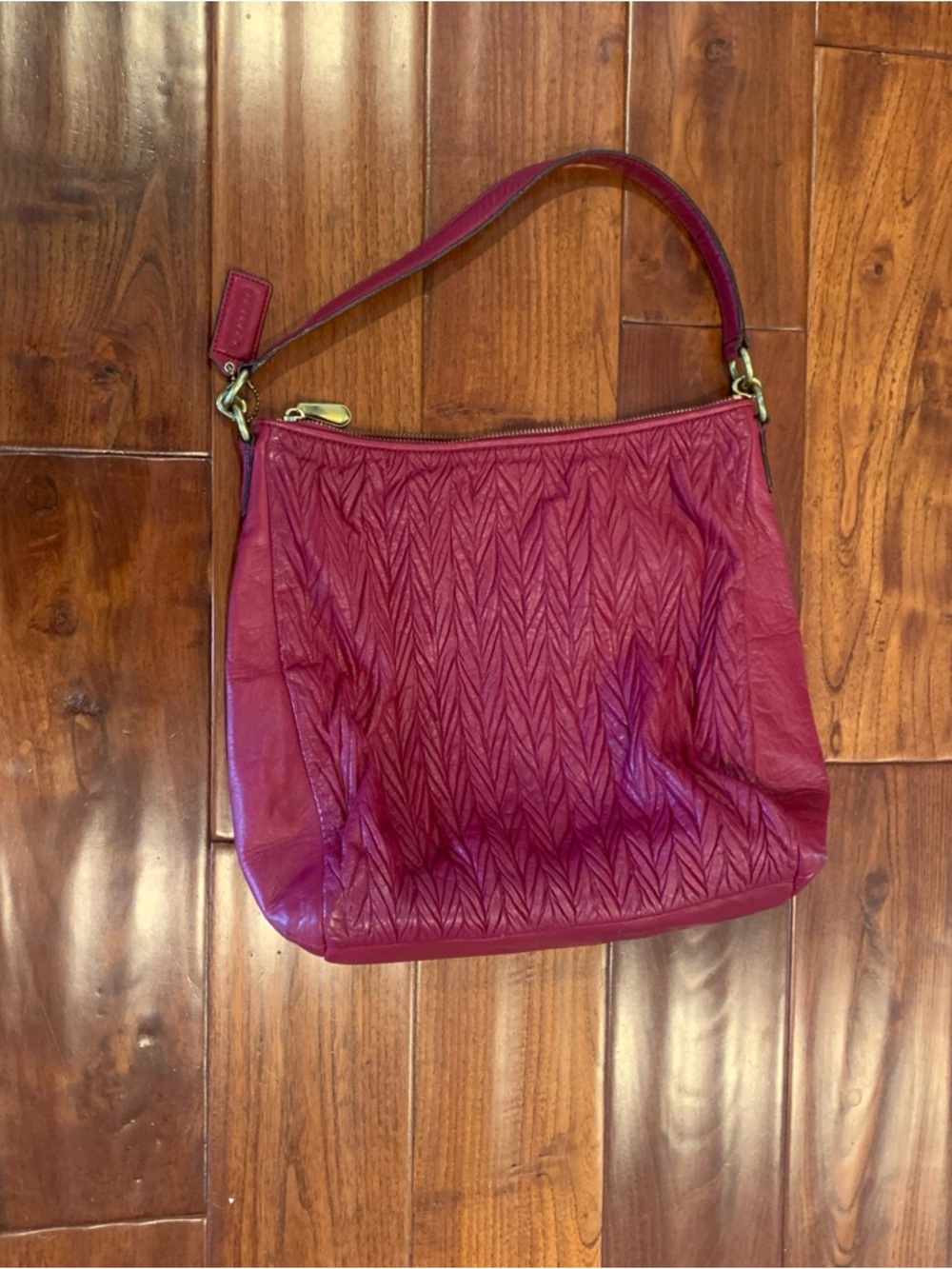 COACH Madison Gathered Convertible Hobo Bag Raspberry AUTHENTIC - Picture 2 of 16
